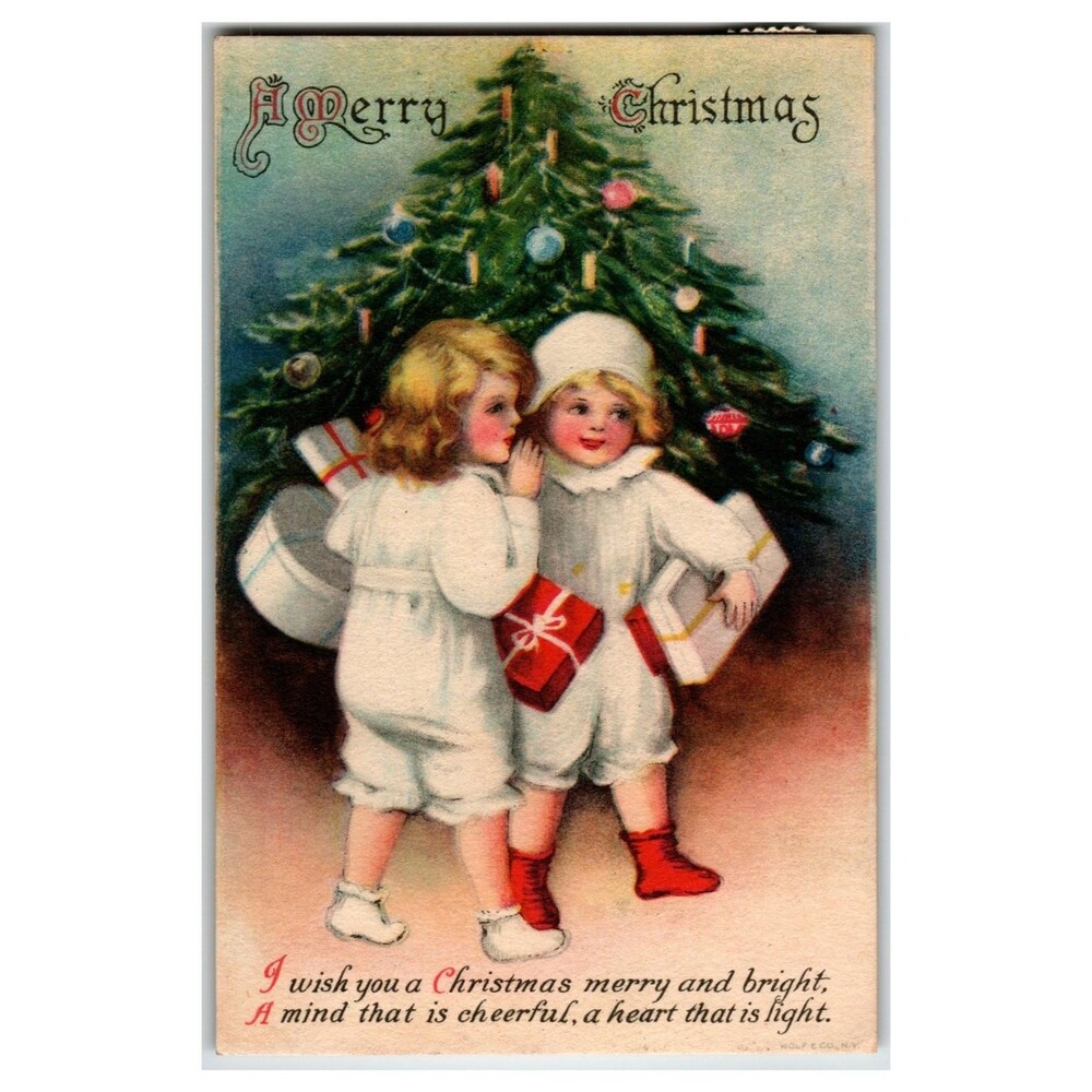 Vintage Christmas Postcard Children & Tree W.M. Hoff Co. 1906 Ellen Clapsaddle